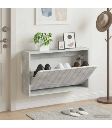 vidaXL Wall-Mounted Shoe Cabinet ZWOLLE 71 x 17 x 43 cm Concrete Grey