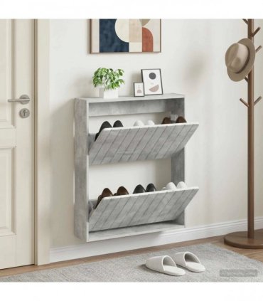vidaXL Wall-Mounted Shoe Cabinet ZWOLLE 71 x 17 x 86 cm Concrete Grey