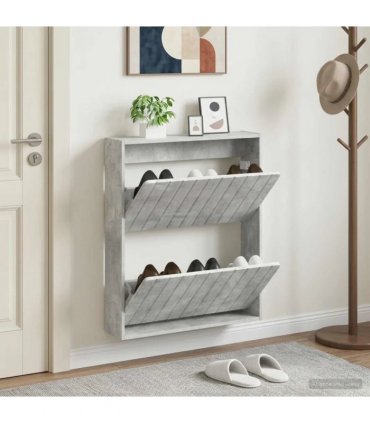 vidaXL Wall-Mounted Shoe Cabinet ZWOLLE 71 x 17 x 86 cm Concrete Grey