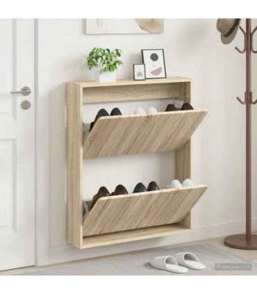vidaXL Wall-Mounted Shoe Cabinet ZWOLLE 71 x 17 x 86 cm Sonoma Oak