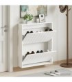 vidaXL Wall-Mounted Shoe Cabinet ZWOLLE 71 x 17 x 86 cm — Colour: High gloss white