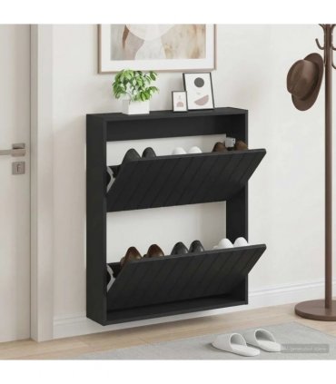 vidaXL Wall-Mounted Shoe Cabinet ZWOLLE 71 x 17 x 86 cm Black