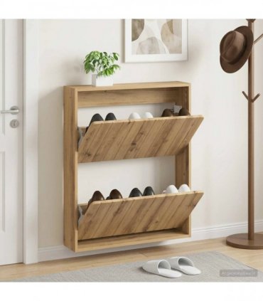 vidaXL Wall-Mounted Shoe Cabinet ZWOLLE 71 x 17 x 86 cm Artisan Oak