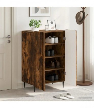 vidaXL Shoe Cabinet ZWOLLE 59.5 x 39.5 x 91.5 cm Engineered Wood — Colour: Smoked oak