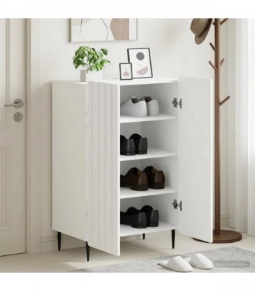 vidaXL Shoe Cabinet ZWOLLE 59.5 x 39.5 x 91.5 cm Engineered Wood White