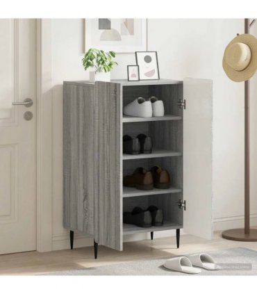 vidaXL Shoe Cabinet ZWOLLE 59.5 x 39.5 x 91.5 cm Engineered Wood — Colour: Grey sonoma