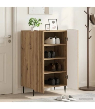 vidaXL Shoe Cabinet ZWOLLE 59.5 x 39.5 x 91.5 cm Engineered Wood — Colour: Artisan oak