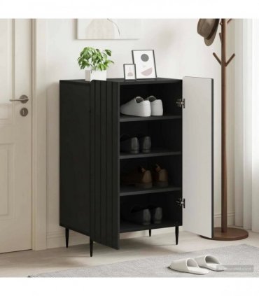 vidaXL Shoe Cabinet ZWOLLE 59.5 x 39.5 x 91.5 cm Engineered Wood Black