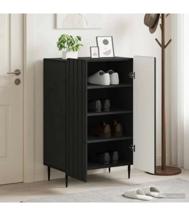 vidaXL Shoe Cabinet ZWOLLE 59.5 x 39.5 x 91.5 cm Engineered Wood Black