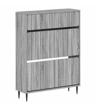 vidaXL Shoe Cabinet ZWOLLE 78 x 24 x 103 cm Engineered Wood — Colour: Grey sonoma