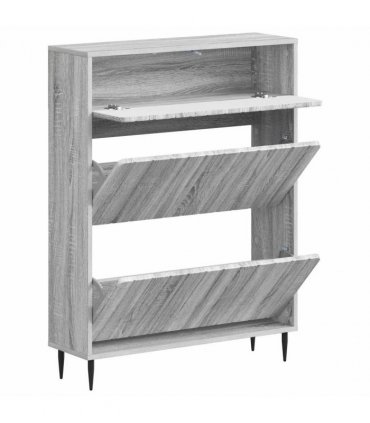 vidaXL Shoe Cabinet ZWOLLE 78 x 24 x 103 cm Engineered Wood — Colour: Grey sonoma
