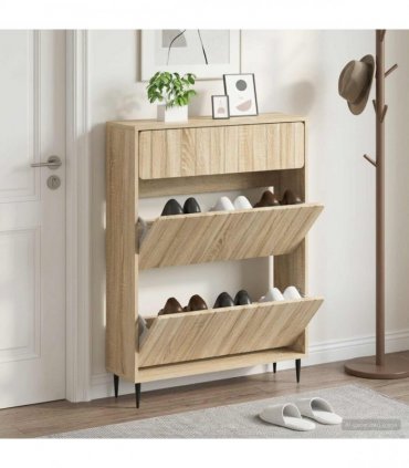 vidaXL Shoe Cabinet ZWOLLE 78 x 24 x 103 cm Engineered Wood Sonoma Oak