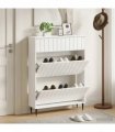 vidaXL Shoe Cabinet ZWOLLE 78 x 24 x 103 cm Engineered Wood — Colour: High gloss white