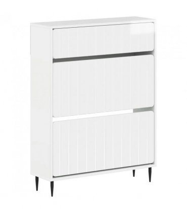 vidaXL Shoe Cabinet ZWOLLE 78 x 24 x 103 cm Engineered Wood — Colour: High gloss white