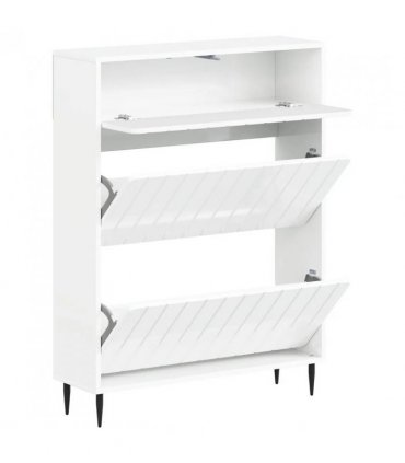 vidaXL Shoe Cabinet ZWOLLE 78 x 24 x 103 cm Engineered Wood — Colour: High gloss white