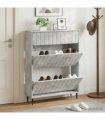 vidaXL Shoe Cabinet ZWOLLE 78 x 24 x 103 cm Engineered Wood — Colour: Concrete grey