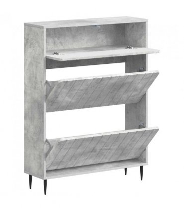 vidaXL Shoe Cabinet ZWOLLE 78 x 24 x 103 cm Engineered Wood — Colour: Concrete grey