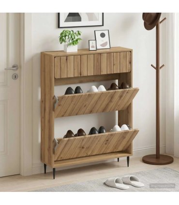 vidaXL Shoe Cabinet ZWOLLE 78 x 24 x 103 cm Engineered Wood — Colour: Artisan oak