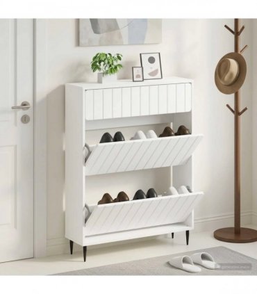 vidaXL Shoe Cabinet ZWOLLE 78 x 24 x 103 cm Engineered Wood White