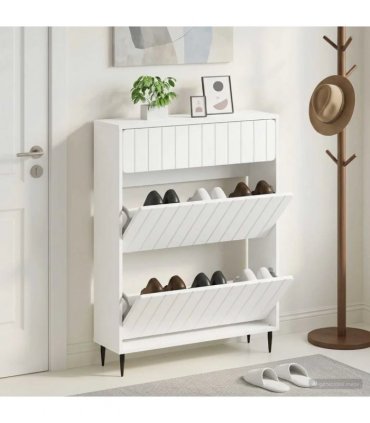 vidaXL Shoe Cabinet ZWOLLE 78 x 24 x 103 cm Engineered Wood White