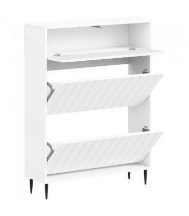vidaXL Shoe Cabinet ZWOLLE 78 x 24 x 103 cm Engineered Wood White