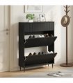 vidaXL Shoe Cabinet ZWOLLE 78 x 24 x 103 cm Engineered Wood Black