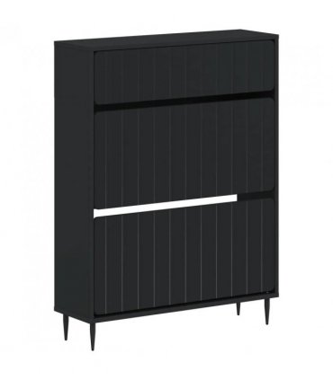 vidaXL Shoe Cabinet ZWOLLE 78 x 24 x 103 cm Engineered Wood Black