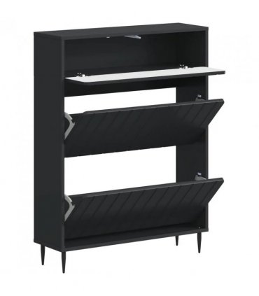 vidaXL Shoe Cabinet ZWOLLE 78 x 24 x 103 cm Engineered Wood Black
