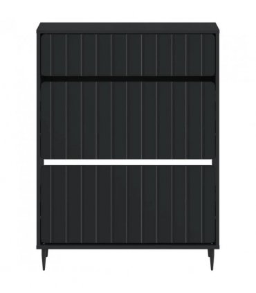 vidaXL Shoe Cabinet ZWOLLE 78 x 24 x 103 cm Engineered Wood Black