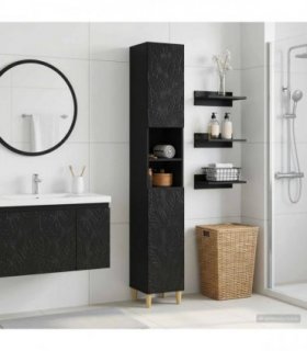 vidaXL Bathroom Cabinet with Open Shelf DELFT Black 30 x 31 x 190 cm