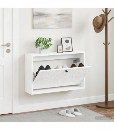 vidaXL Wall-Mounted Shoe Cabinet DELFT 71 x 17 x 43 cm Engineered Wood — Colour: White