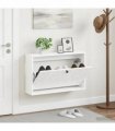vidaXL Wall-Mounted Shoe Cabinet DELFT 71 x 17 x 43 cm Engineered Wood — Colour: White