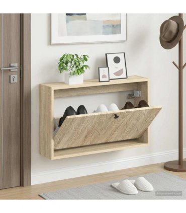 vidaXL Wall-Mounted Shoe Cabinet DELFT 71 x 17 x 43 cm Engineered Wood — Colour: Sonoma oak