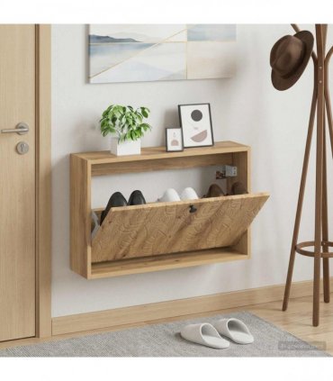 vidaXL Wall-Mounted Shoe Cabinet DELFT 71 x 17 x 43 cm Engineered Wood — Colour: Artisan oak