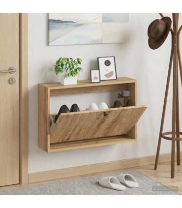 vidaXL Wall-Mounted Shoe Cabinet DELFT 71 x 17 x 43 cm Engineered Wood — Colour: Artisan oak