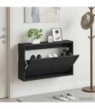 vidaXL Wall-Mounted Shoe Cabinet DELFT 71 x 17 x 43 cm Engineered Wood — Colour: Black