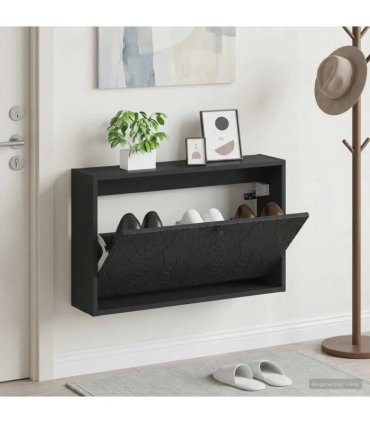 vidaXL Wall-Mounted Shoe Cabinet DELFT 71 x 17 x 43 cm Engineered Wood — Colour: Black