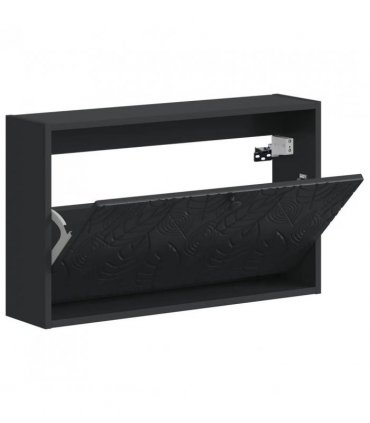 vidaXL Wall-Mounted Shoe Cabinet DELFT 71 x 17 x 43 cm Engineered Wood — Colour: Black