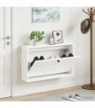 vidaXL Wall-Mounted Shoe Cabinet DELFT 71 x 17 x 43 cm Engineered Wood — Colour: High gloss white