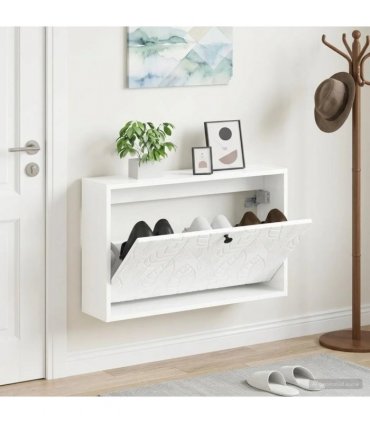 vidaXL Wall-Mounted Shoe Cabinet DELFT 71 x 17 x 43 cm Engineered Wood — Colour: High gloss white
