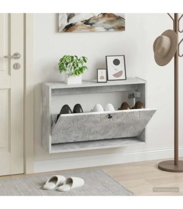 vidaXL Wall-Mounted Shoe Cabinet DELFT 71 x 17 x 43 cm Engineered Wood — Colour: Concrete grey