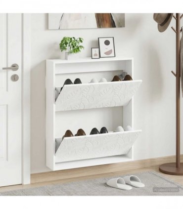 vidaXL Wall-Mounted Shoe Cabinet DELFT 71 x 17 x 86 cm Engineered Wood — Colour: White