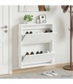 vidaXL Wall-Mounted Shoe Cabinet DELFT 71 x 17 x 86 cm Engineered Wood — Colour: White