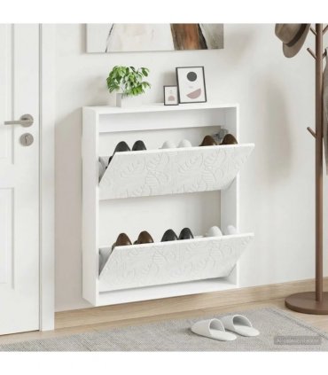 vidaXL Wall-Mounted Shoe Cabinet DELFT 71 x 17 x 86 cm Engineered Wood — Colour: White