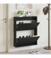 vidaXL Wall-Mounted Shoe Cabinet DELFT 71 x 17 x 86 cm Engineered Wood — Colour: Black