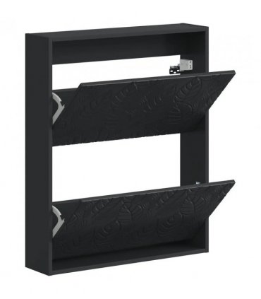 vidaXL Wall-Mounted Shoe Cabinet DELFT 71 x 17 x 86 cm Engineered Wood — Colour: Black