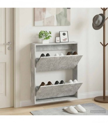 vidaXL Wall-Mounted Shoe Cabinet DELFT 71 x 17 x 86 cm Engineered Wood — Colour: Concrete grey