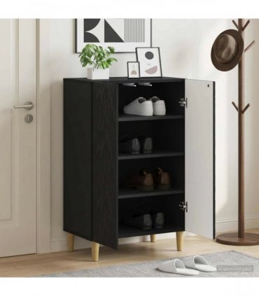 vidaXL Shoe Cabinet DELFT 59.5 x 39.5 x 90 cm Engineered Wood Black