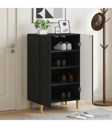 vidaXL Shoe Cabinet DELFT 59.5 x 39.5 x 90 cm Engineered Wood Black