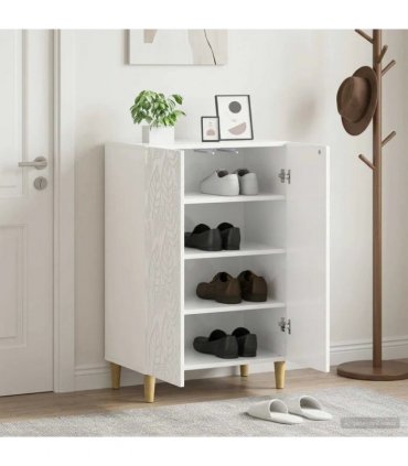 vidaXL Shoe Cabinet DELFT 59.5 x 39.5 x 90 cm Engineered Wood — Colour: High gloss white